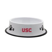 USC Trojans White Metal Dog Bowl